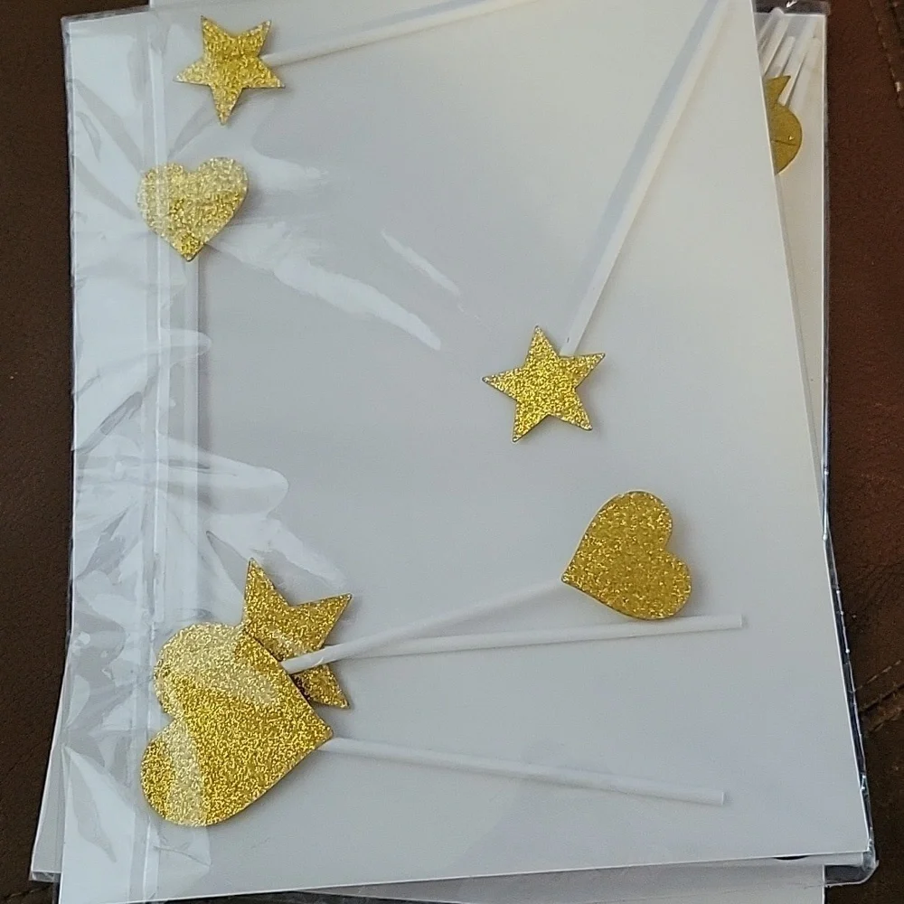 Black and Gold Happy 10th Birthday Cake Topper Lot Of 2 Packs